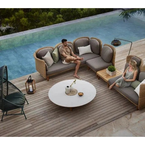 Arch corner sofa w/ low+high arm/backrest &amp; table (2)